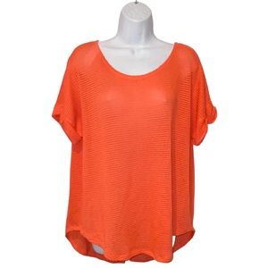 a.n.a A New Approach Split Back Orange Open Knit Top - Women’s XL